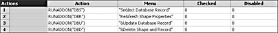 figure 25-9. this shape has four special shortcut commands that visio added after the shape was linked to a database. these commands run add-ins that control the database link. (an ampersand in the name defines the command's keyboard shortcut.)